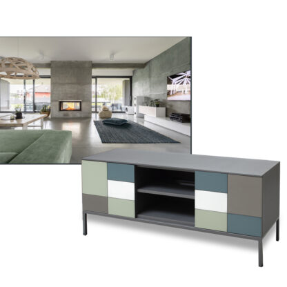 Meuble TV pieds métal couleurs tendances 034