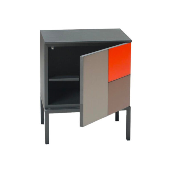 Gris Métallisé - Lin - Mandarine - Brun - 1 Porte Push-Pull - 1 Etagère